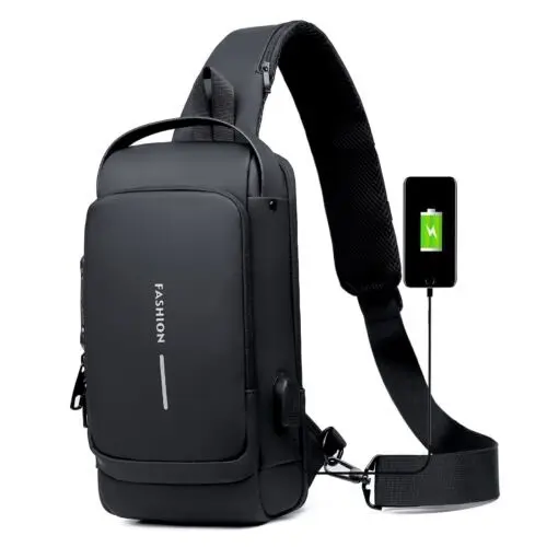 USB charging sport sling Anti-theft shoulder bag